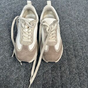 Tory Burch Cream and Tan Retro Sneakers